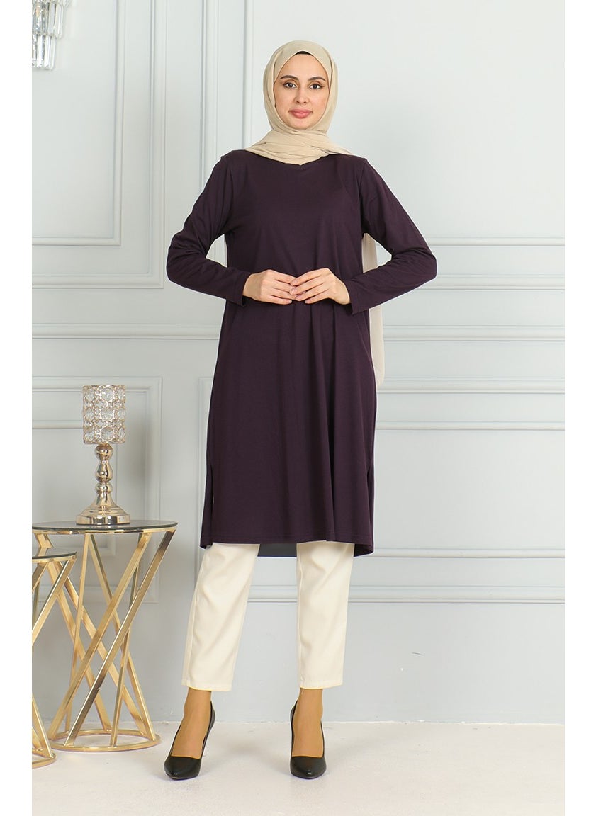 Slit Long Tunic 9141-08 Purple - pzsku/ZE1B0BED9AA2BED9AC687Z/45/_/1738801421/54497c24-9804-488f-8c39-b05184887fd1