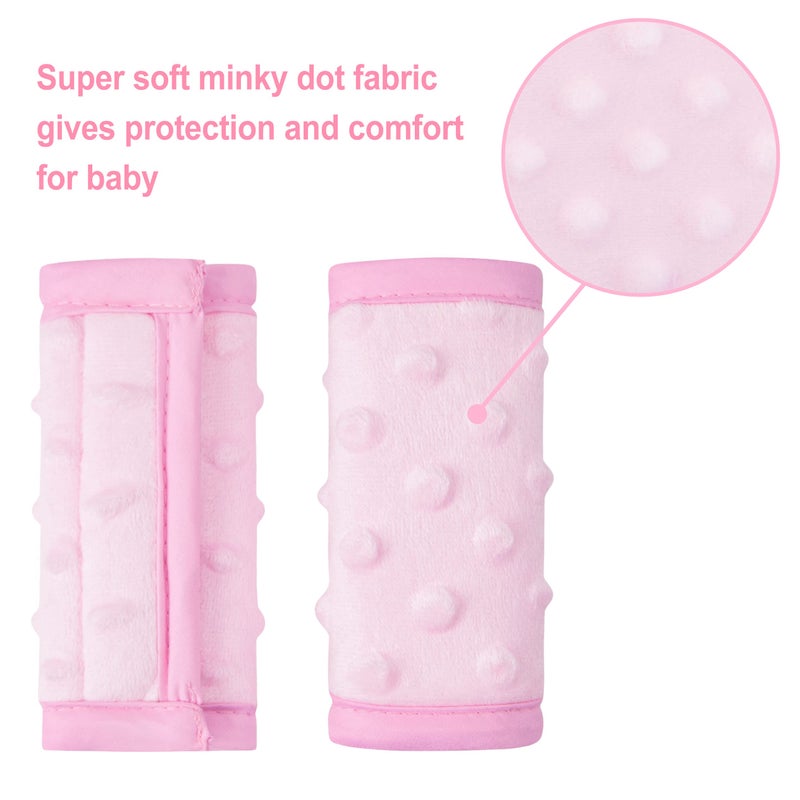 Pro Goleem Car Seat Strap Covers for Babies Girl Soft Car Seat Strap Shoulder Pads for All Car Seats, Stroller, Pushcar, Small Size Designed for Newborn, Pink - Image 4