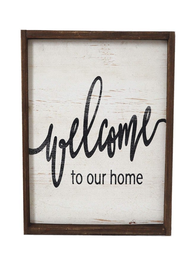 PARISLOFT لوحة خشبية معلقة بتصميم ريفي من باريس لوفت - مرحباً بكم في منزلنا، 15.8 × 15.8 بوصة - Image 1