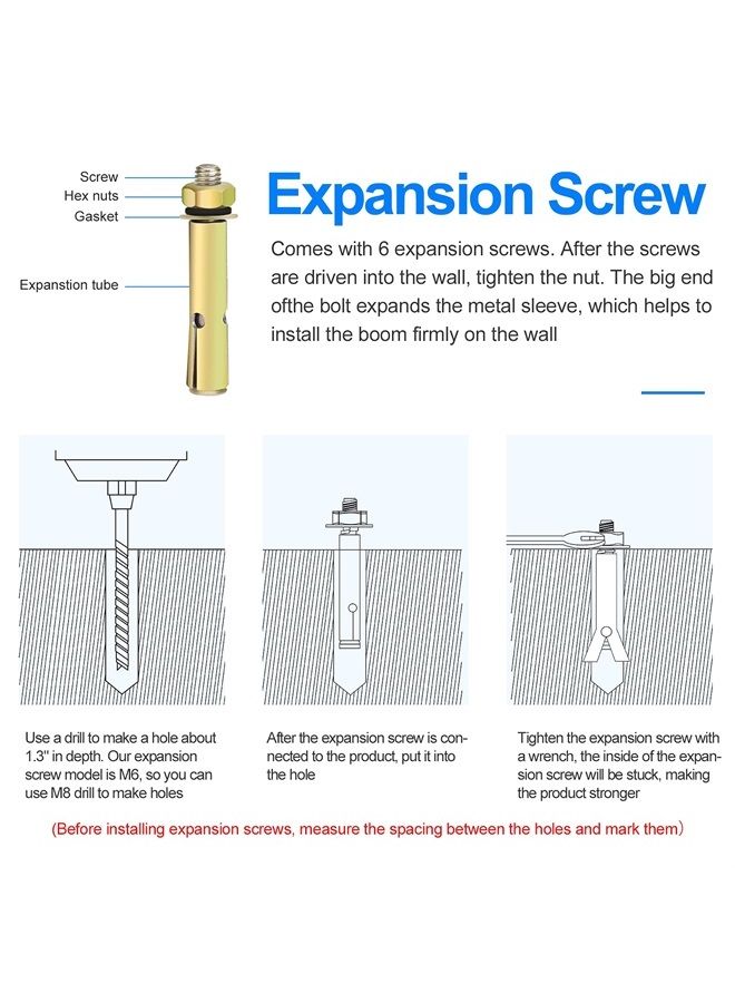 EMART Wall Mounting Triangle Boom Arm for Photography Ring Light Strobe Lighting Softbox Reflector Umbrella Monolight, Max Length 51.2 inches/130cm, Support 180 Degree Rotation (Black)