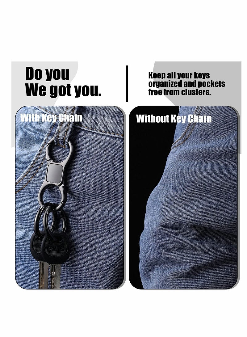 KASTWAVE Key-Chain with Quick-Release Spring Clip Keyrings, Detachable Key Chain with Horseshoe Shape D - Heavy Duty Car Keychain for Men or Women (Black) - Image 2