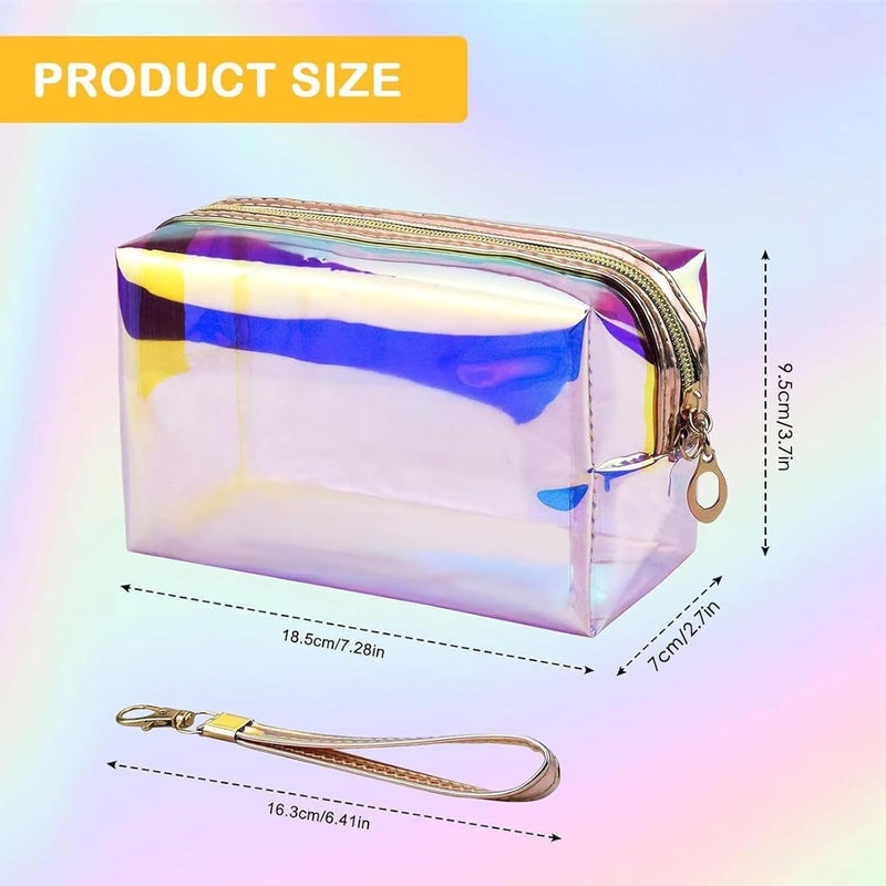 8 Holographic Iridescent Makeup Bags with Zipper, Portable Holographic Iridescent Travel Bags - Image 2