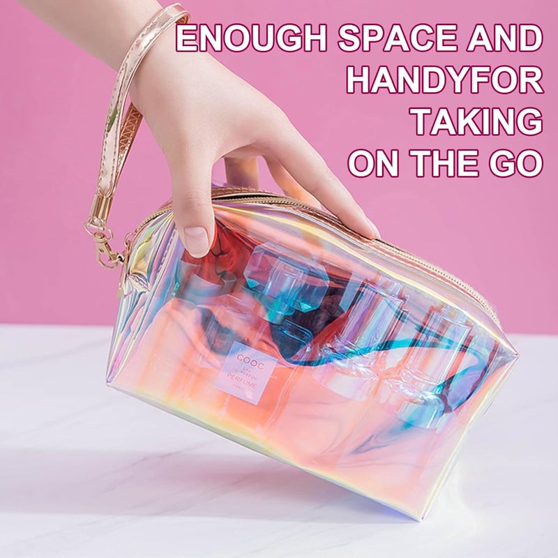 8 Holographic Iridescent Makeup Bags with Zipper, Portable Holographic Iridescent Travel Bags - Image 4