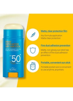 SCINIC Enjoy Super Active Airy Sun Stick Spf50+ Pa++++ 0.53Oz (15G) | Strong Uv Protection Anytime Anywhere Airlight Clear Airy Sun Stick | Korean Skincare  - Image 4