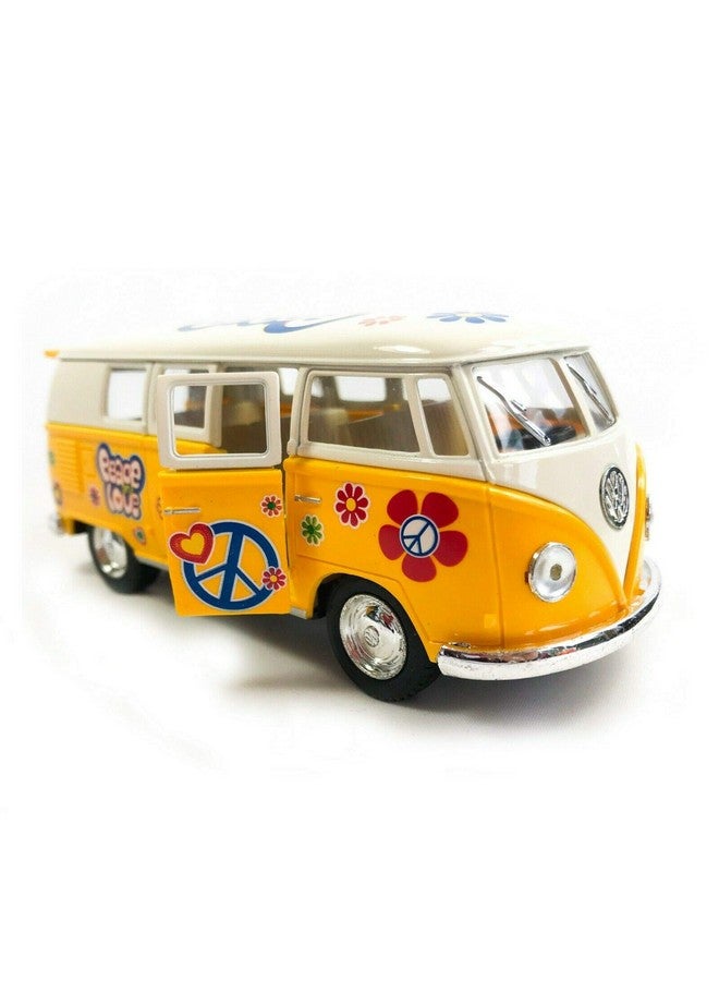 Kinsmart Set of 4: 5" Classic 1962 Volkswagen Van with Decal 1:32 Scale (Green/Maroon/Red/Yellow) - Image 3