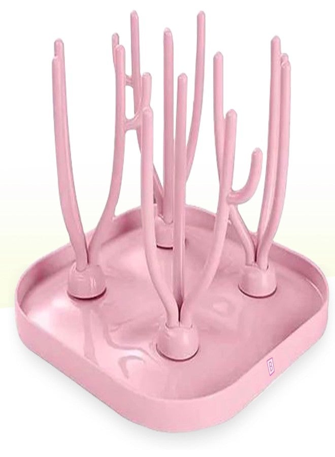 Bembika Baby Drying Rack, Baby Drying Rack for Bottles, Baby Drying Stand for Babies, Baby Bottle Drying Rack Storage (Pink Color) - Image 1