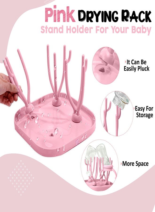 Bembika Baby Drying Rack, Baby Drying Rack for Bottles, Baby Drying Stand for Babies, Baby Bottle Drying Rack Storage (Pink Color) - Image 2