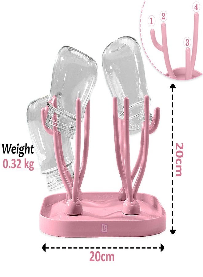 Bembika Baby Drying Rack, Baby Drying Rack for Bottles, Baby Drying Stand for Babies, Baby Bottle Drying Rack Storage (Pink Color) - Image 3