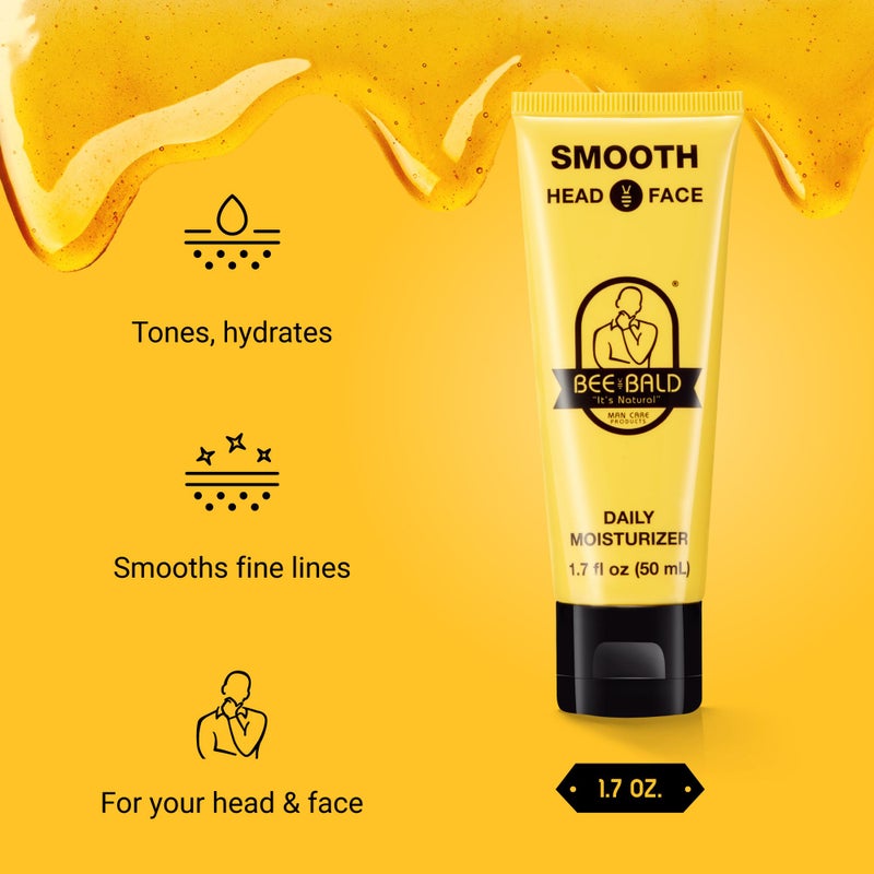 Bee Bald SMOOTH Daily Moisturizer Hydrates & Tones Away Fine Lines, Wrinkles and Dry Patches; Helps Control Oil & Shine to Feel Cool, Fresh and Comfortable, 1.7 Fl Oz (Pack of 2) - Image 3
