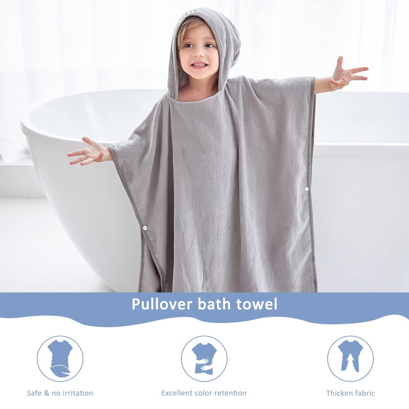 MICHLEY Hooded Baby Towel Unisex Beach Bath Poncho, Soft Cotton Animal Kids Bathrobe for 2-6 Years, 27.5"X 27.5"(Mouse) - Image 4