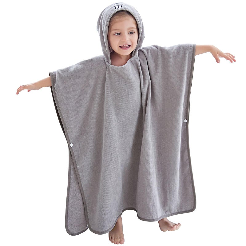 MICHLEY Hooded Baby Towel Unisex Beach Bath Poncho, Soft Cotton Animal Kids Bathrobe for 2-6 Years, 27.5"X 27.5"(Mouse) - Image 1