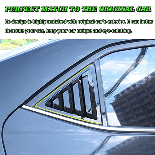 BOYOUS 2pcs ABS Racing Style Rear Side Window Louvers Air Vent Scoop Shades Cover Blinds Exterior Decoration Accessories For Toyota Corolla 2014-2019, Not Fit 2019 Corolla Hatchback(Bright Black) - Image 4