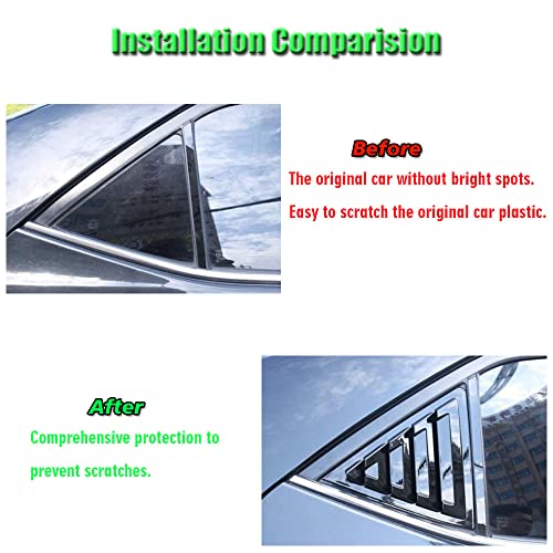 BOYOUS 2pcs ABS Racing Style Rear Side Window Louvers Air Vent Scoop Shades Cover Blinds Exterior Decoration Accessories For Toyota Corolla 2014-2019, Not Fit 2019 Corolla Hatchback(Bright Black) - Image 5