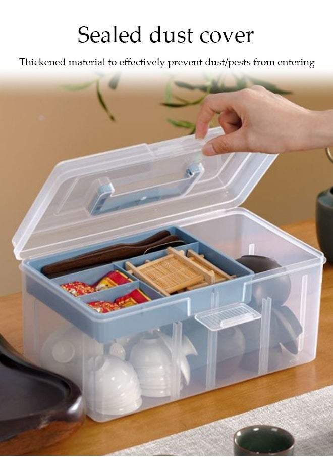DUNISO Transparent Plastic Storage Box, Multifunctional Portable Double-Layer Storage Box With Lid And Compartments, Can Be Used To Store Various Small Parts, Tea Bags, Coffee Bags, Etc., Suitable For Any Home Restaurant Office, Portable, Dustproof And Waterproof  - Image 4