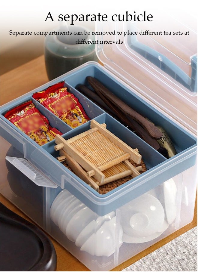 DUNISO Transparent Plastic Storage Box, Multifunctional Portable Double-Layer Storage Box With Lid And Compartments, Can Be Used To Store Various Small Parts, Tea Bags, Coffee Bags, Etc., Suitable For Any Home Restaurant Office, Portable, Dustproof And Waterproof  - Image 5