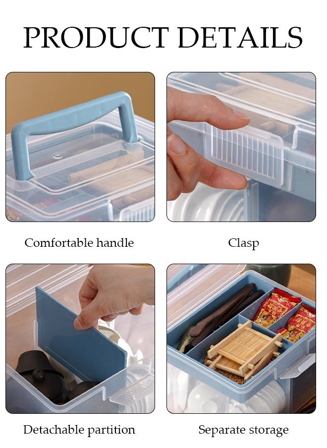 DUNISO Transparent Plastic Storage Box, Multifunctional Portable Double-Layer Storage Box With Lid And Compartments, Can Be Used To Store Various Small Parts, Tea Bags, Coffee Bags, Etc., Suitable For Any Home Restaurant Office, Portable, Dustproof And Waterproof  - Image 3