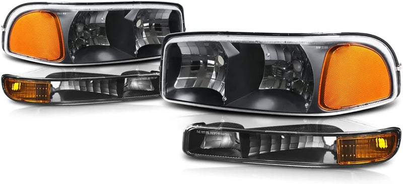 PM PERFORMOTOR Black Housing Amber Corner Headlights for GMC Sierra and Yukon - Image 1