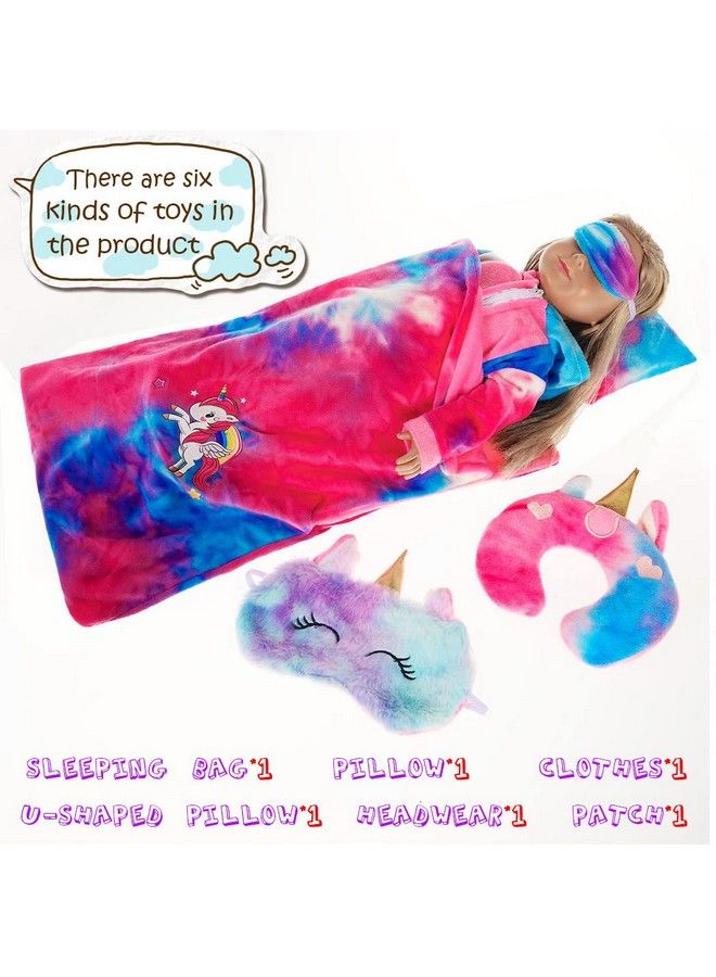 ebuddy 18 Inch Doll Clothes And Accessoriesunicorn Doll Costume Colorful Tiedyed Pajamas Sleeping Bag Set For 18 Inch Girl Dollmost 18 Inch Dolls(No Doll) - Image 5
