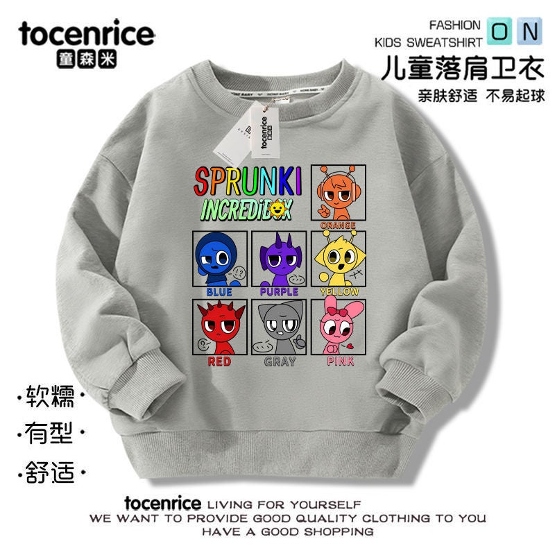 Sprunki Rhythm Box Music Game Children'S Sweater Peripheral Clothes Cotton Fleece-Lined Top - Image 1
