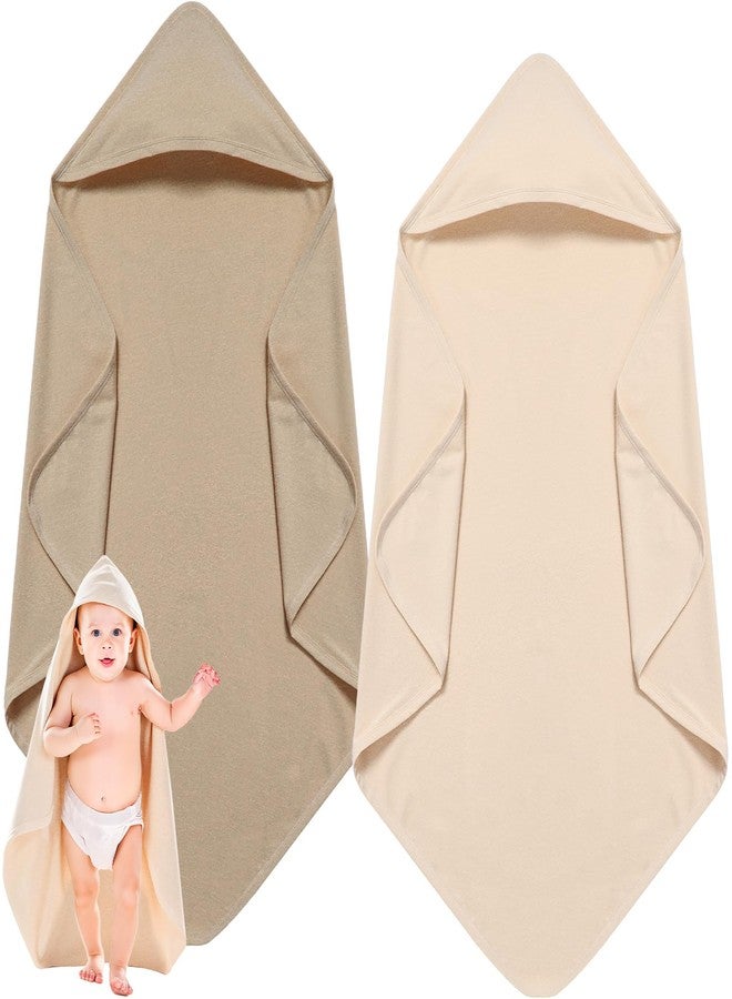 Breling 2 Pcs Cotton Hooded Baby Towels 32 x 32 Inch Newborn Bath Towel for Baby Girl Infant Toddler Soft Absorbent Unisex Registry Gift(Classic Style) - Image 1