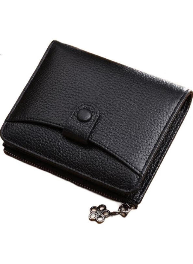 Viney Top-Grain Leather Women'S Wallet, Short Foldable Zipper Coin Purse, Multi-Card Slots, Multifunctional Wallet, Card Holder, Id Holder - Image 2