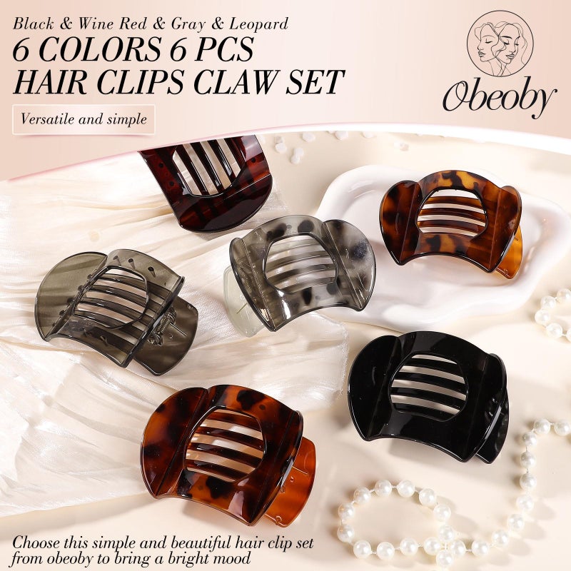 Obeoby 6 PCS Flat Hair Clips, Medium Flat Claw Clips French Hair Barrettes Accessories for Women Girls (Tortoiseshell) - Image 4