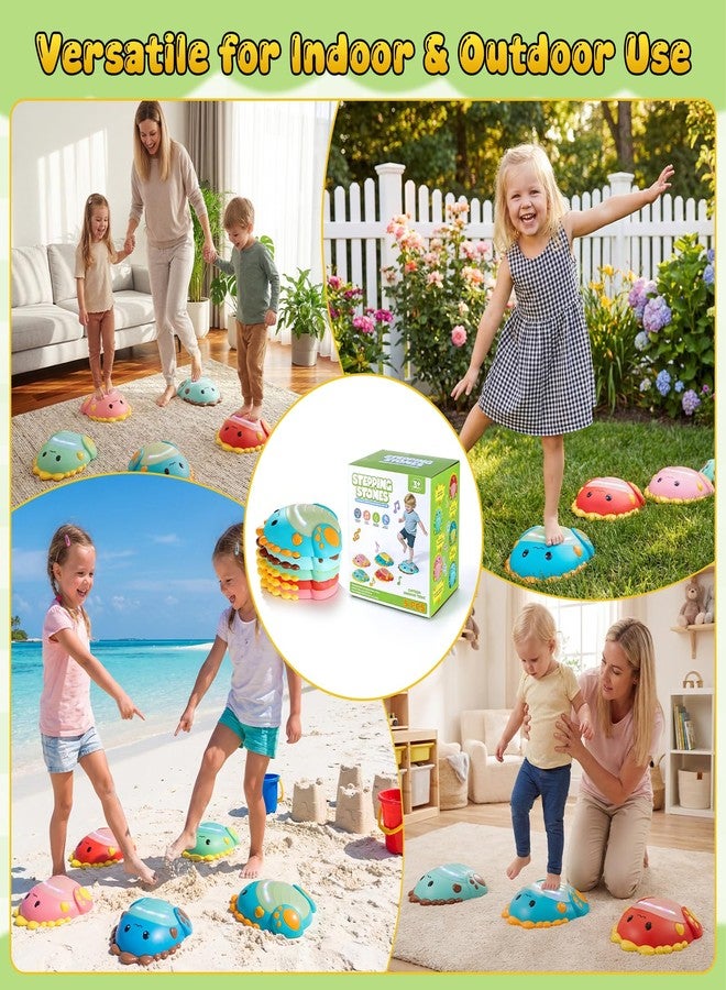 UMMNPR 5 Pack Light Up Stepping Stones for Kids, Upgraded Music Dinosaur Non-Slip Sensory Balance Stone Toys with 5 Rechargeable Batteries, Indoor Outdoor Toddler Ages 3+ Gifts, 5 Colors - Image 4