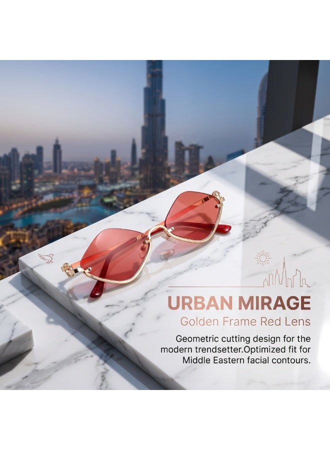 Chic Women Metal Small Frame Sunglasses, Half Frame Diamond Shape Fashion Eyewear, Comes with Glasses Storage Box, Versatile Shades for Street Outfits & Party Occasions - Image 4