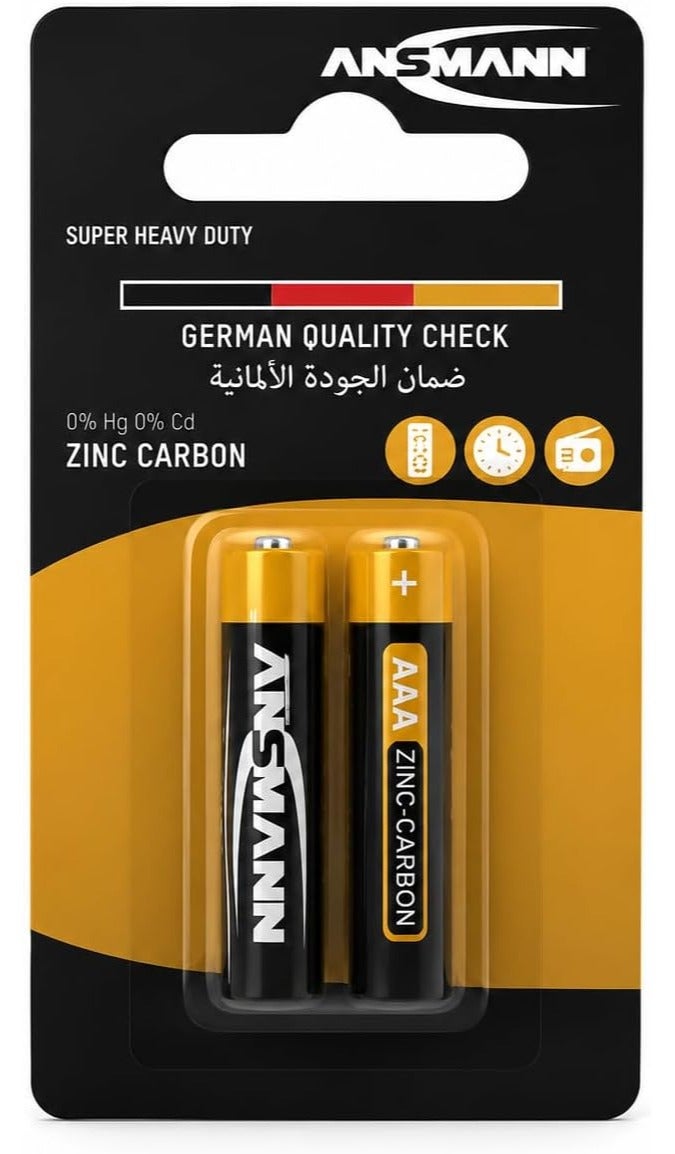 ANSMANN بطارية أنسمان سوبر زنك AAA - عبوة 2 بطاريات ثقيلة الاستخدام للأجهزة اليومية - Image 1