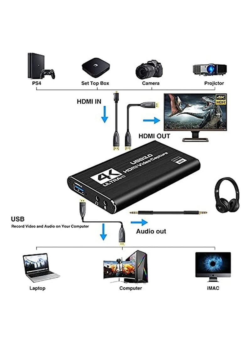 VKL - Capture Card 4K Video USB 3.0 1080P 60fps HDMI Audio Device  Portable Converter Game Adapter for Gaming Streaming - Image 1