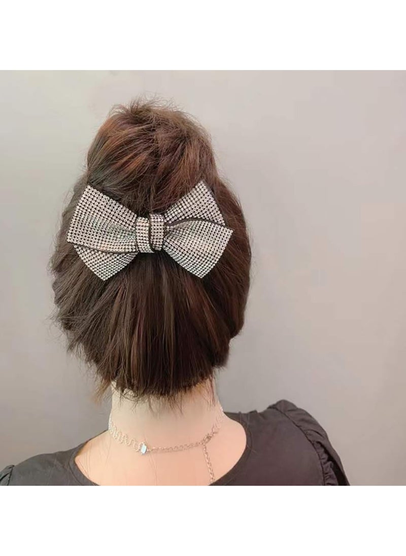 Goolsky Elegant Rhinestone Bow Scrunchie - Sparkling Crystal Hair Tie with Non-Slip Design, Chic Fabric Ponytail Holder for Women and Girls, Ponytail Hair Ties  - Image 2
