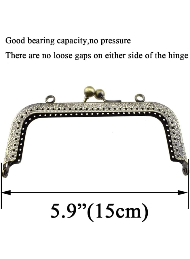 15cm Length Square Frame Kiss Clasp Smooth Grip Action Close Securely Neutral Appearance Metal Decorative Buckle Lock Hasp Bronze 5 PCS for DIY Craft Wallets Bags  - Image 2