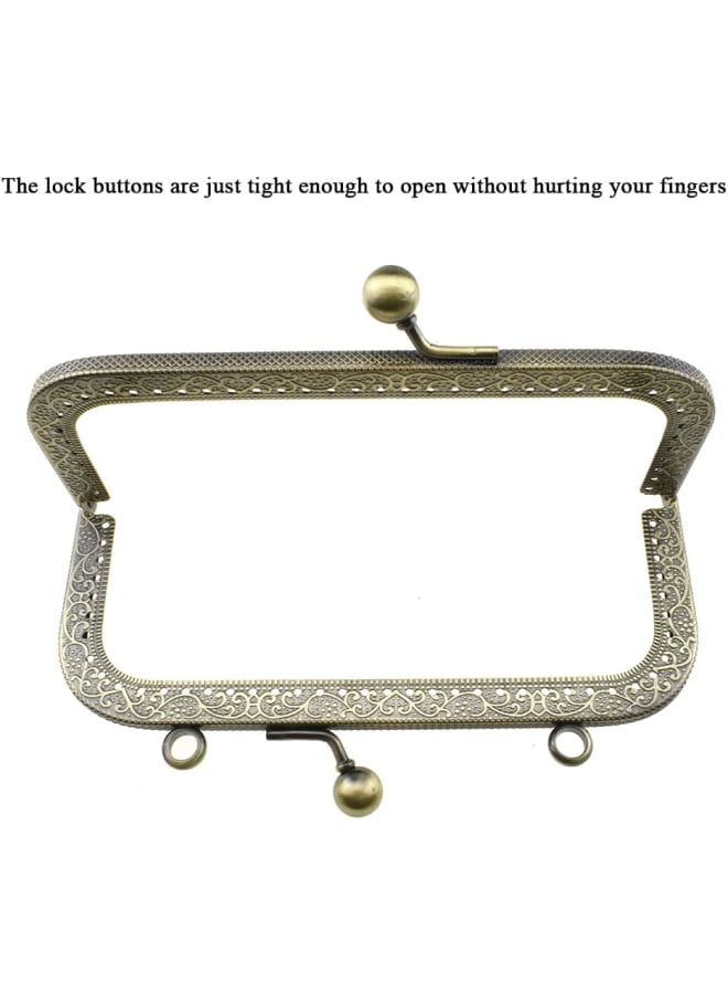 15cm Length Square Frame Kiss Clasp Smooth Grip Action Close Securely Neutral Appearance Metal Decorative Buckle Lock Hasp Bronze 5 PCS for DIY Craft Wallets Bags  - Image 3