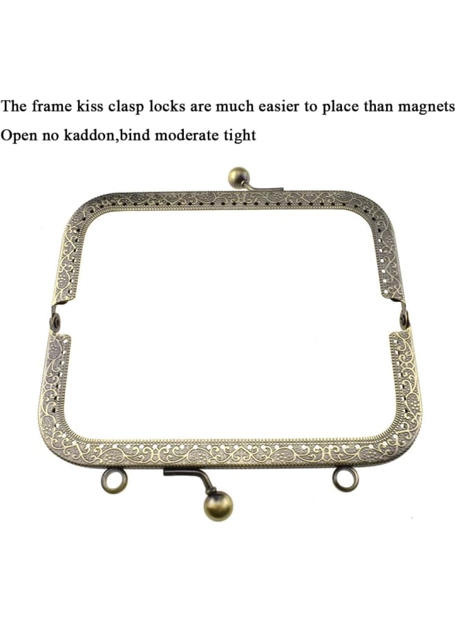 15cm Length Square Frame Kiss Clasp Smooth Grip Action Close Securely Neutral Appearance Metal Decorative Buckle Lock Hasp Bronze 5 PCS for DIY Craft Wallets Bags  - Image 4