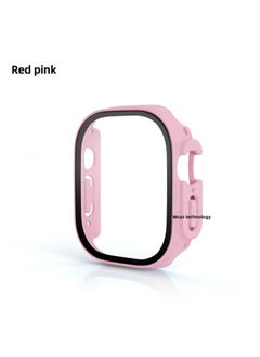 Generic For Iwatch Ultra Protective Case Tempered Film One-piece S8 Protective Case Apple Watch Ultra Protective Case-Color:Red And Pink (bare Shell)-Exterior Dimension:49mm  - Image 1