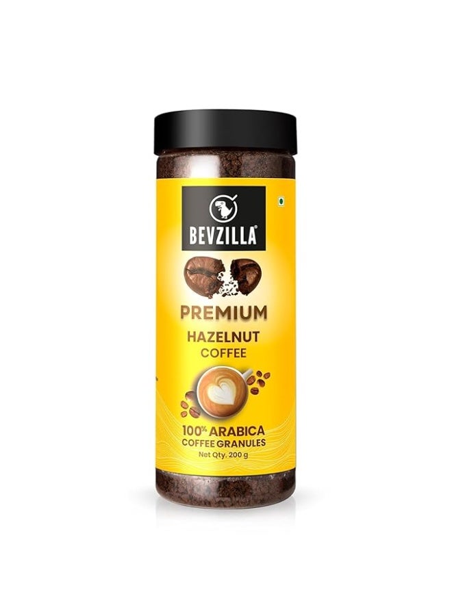 Bevzilla 200 Gram Hazelnut Flavoured Instant Coffee Powder Jar | Arabica Beans | Best for Espresso, Latte & Cappucino | Hot & Cold Brew Ready - Image 1