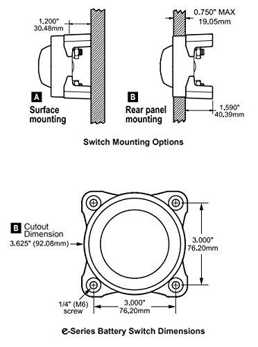 Blue Sea Systems 5510E e-Series Compact Dual Circuit Battery Switch, 32V DC, 350A, Red - Image 5