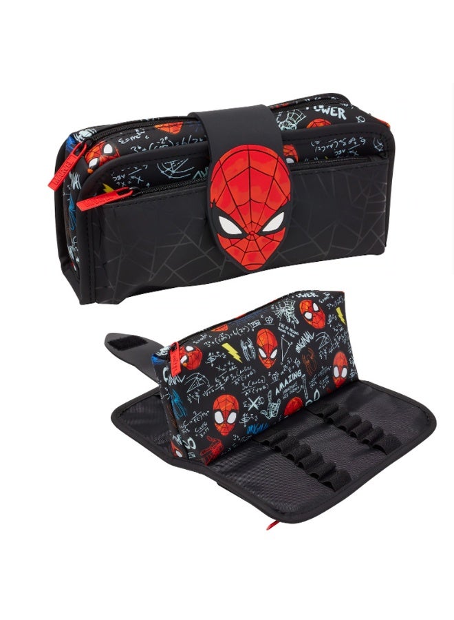 Smiggle Spider Themed Multi Compartment Kids Pencil Case Large Capacity Stationery Bag with Pen Slots - Image 1