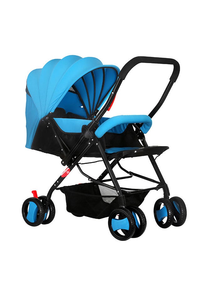 BABY PLUS - Stylish Foldable Portable Comfortable Seat Recline Canopy Baby Stroller - Pram - Blue - Image 1