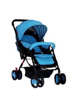 Stylish Foldable Portable Comfortable Seat Recline Canopy Baby Stroller - Pram - Blue
