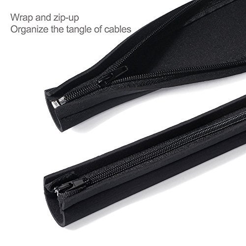 JOTO 4 Pack Cable Management Sleeve, 19-20 Inches Cord Organizer System with Zipper for TV Computer Office Home Entertainment, Flexible Cable Sleeve Wrap Cover Wire Hider System -Black - Image 3