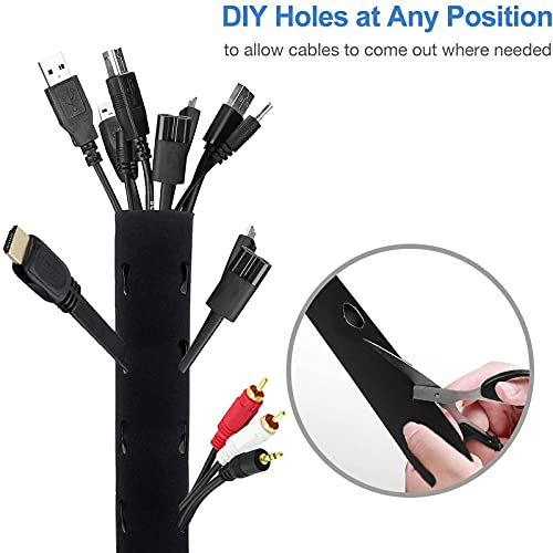 JOTO 4 Pack Cable Management Sleeve, 19-20 Inches Cord Organizer System with Zipper for TV Computer Office Home Entertainment, Flexible Cable Sleeve Wrap Cover Wire Hider System -Black - Image 5