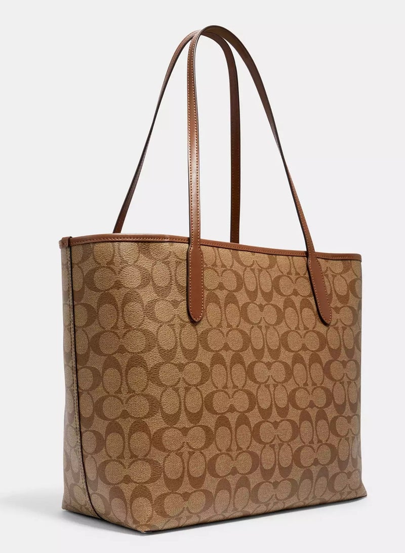coachoutlet Coach City Tote Bag In Signature Canvas Women's Fashion Versatile Large Capacity Large Size Handheld Shoulder Bag Tote Bag  - Image 3