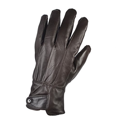 REED Men's Genuine Leather Warm Lined Driving Gloves (L, Brown) - Image 3
