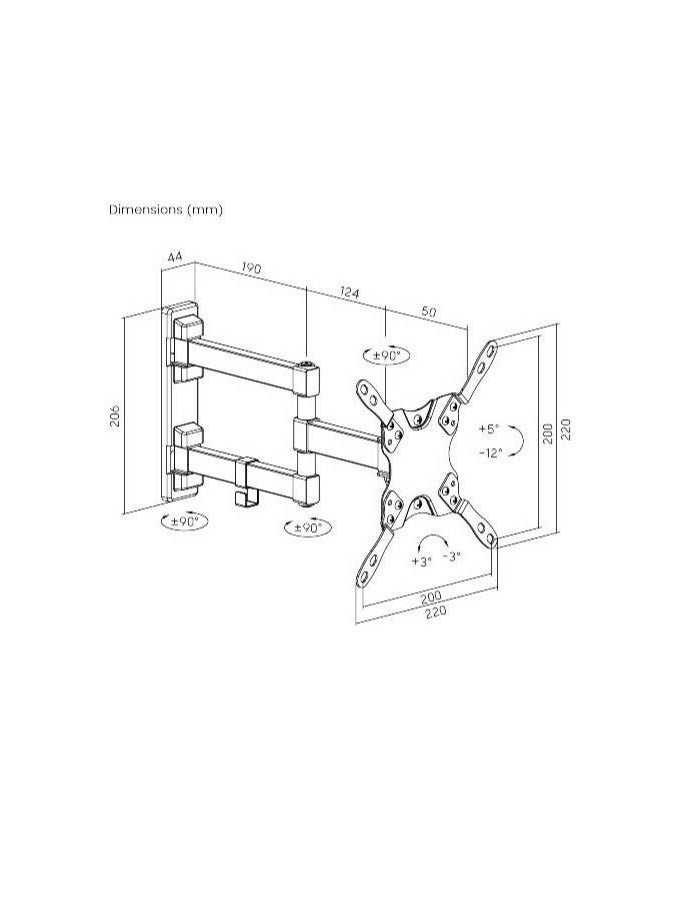 Newstar 91-LDA21223 TV Wall Mount Bracket for 13"–43" LED/LCD TVs, Full Motion Swivel & Tilt, Heavy-Duty Steel, 20kg Load Capacity, VESA 100x100, Black - Image 2