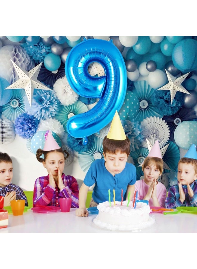 شراء تزيين حفلات عيد الميلاد رقم 9 بالمنطاد رقم 32 بوصة باللون الأزرق الكبير، وحفلات عيد الميلاد رقم 9 باللون الرقاقي، وحفلات عيد الميلاد رقم 9 ببالونات، والزفاف، والصور الفوتوغرافية لخطوبة العروس، والاحتفال بالذكرى السنوية - Image 5