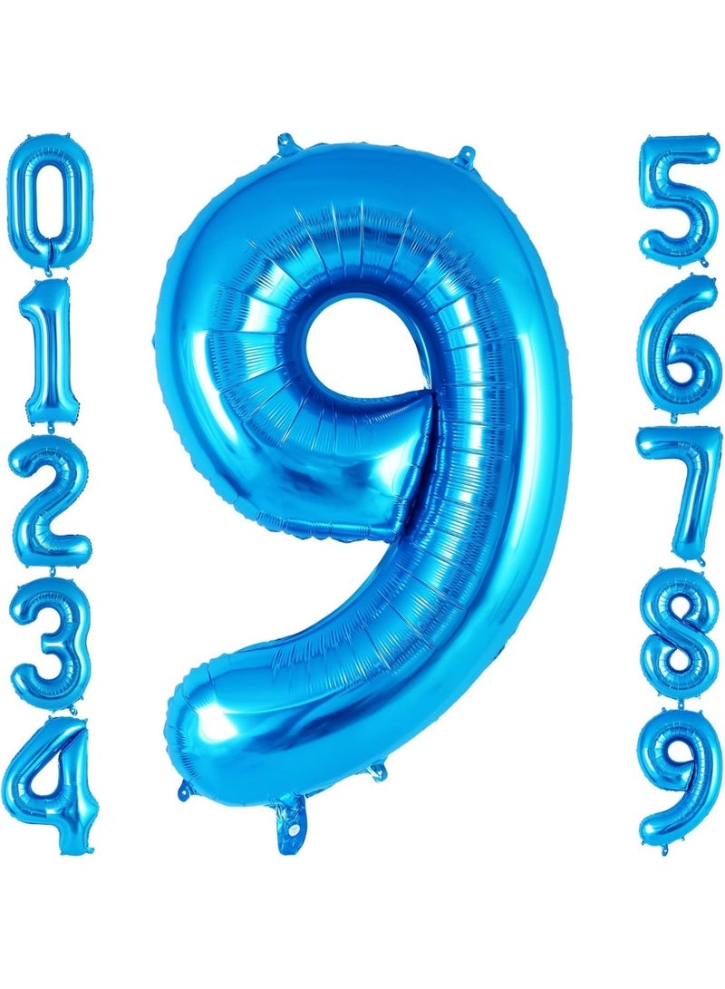 شراء تزيين حفلات عيد الميلاد رقم 9 بالمنطاد رقم 32 بوصة باللون الأزرق الكبير، وحفلات عيد الميلاد رقم 9 باللون الرقاقي، وحفلات عيد الميلاد رقم 9 ببالونات، والزفاف، والصور الفوتوغرافية لخطوبة العروس، والاحتفال بالذكرى السنوية - Image 1