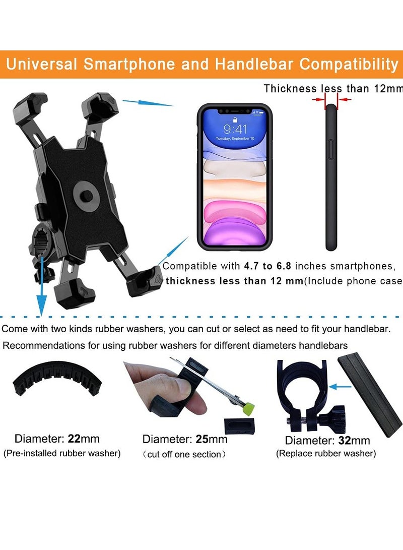 SYOSI Bike Phone Mount Motorcycle Handlebar 2023 Upgraded 360° Rotation Easy Install and Quick Release Support One Click Lock Sturdy and Safe Holder for iPhone and More 4.7-6.8 inch Any Smartphones - Image 4