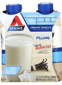 Atkins Protein-Rich Shake Creamy Vanilla 4 Shakes 11 fl oz (325 ml) Each 