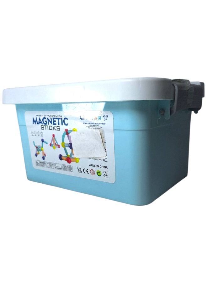 لعبة مكعبات مغناطيسية للأطفال – 46 قطعة مكونة من كرات وعصا ملونة – لعبة تعليمية - Image 2